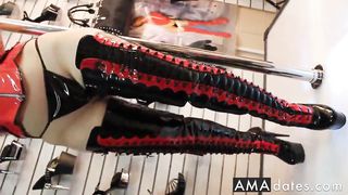 Pleaser-Delight PVC Outfit PVC Thigh High Platform Boots.