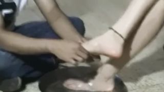 Indian-Mistress-foot wash and drink