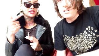 Mistress spits, slaps and smokes..