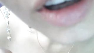 Saggy titted girl playing nipples with icecube