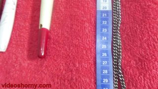 Japanese Wife Cervix insertion objects 2 vibrators and chain