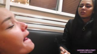 Licking girls feet - MIA - I'll make your tongue go black - Human ashtray, humiliatio