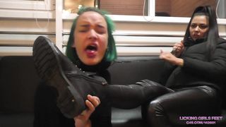 Licking girls feet - MIA - I'll make your tongue go black - Human ashtray, humiliatio