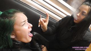 Licking girls feet - MIA - I'll make your tongue go black - Human ashtray, humiliatio