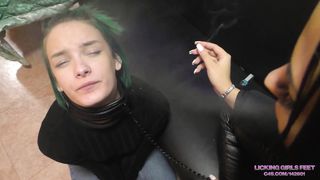 Licking girls feet - MIA - I'll make your tongue go black - Human ashtray, humiliatio