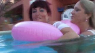 2 Huehner im Pool auf Mallorca