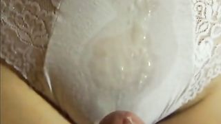 Milfs jerk boy cock-he cumshots white panties