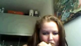 Chubby chick showing her tits on webcam