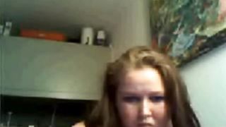 Chubby chick showing her tits on webcam