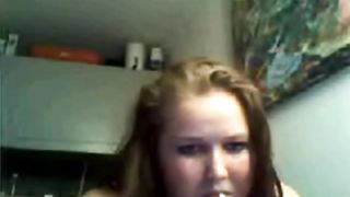 Chubby chick showing her tits on webcam