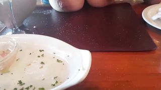 tits out in busy restaurant
