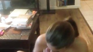 She got on her knees and starts sucking