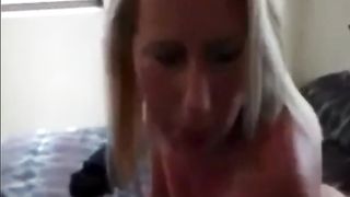 Hot Blonde slut, sucks and fucks while hubby records
