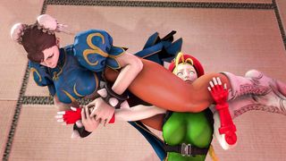 Chun Li Headscissors Cammy - Street Fighter (3D ANIMATION)