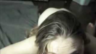 Cute girl sucks and licks balls and earns huge facial reward