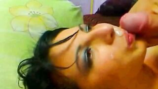 CamSlut sucks balls and gets cum on mouth 2