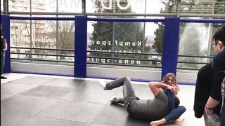 triangle choke out by hot woman
