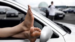 feet worship at parking