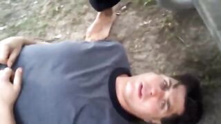 feet worship in public garden