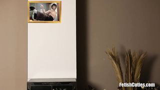 Brunette against thief