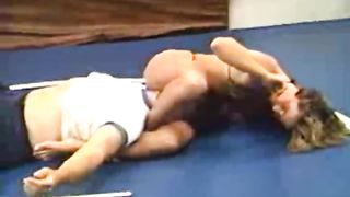 Vintage mixed wrestling headscissor and RNC ko