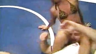 Vintage mixed wrestling headscissor and RNC ko