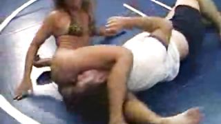 Vintage mixed wrestling headscissor and RNC ko