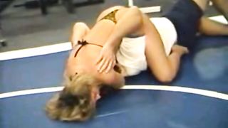 Vintage mixed wrestling headscissor and RNC ko
