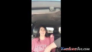 Very cute chick gets fingered to orgasm in back seat 2