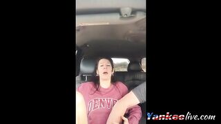 Very cute chick gets fingered to orgasm in back seat 2