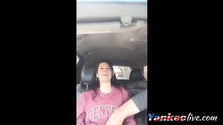 Very cute chick gets fingered to orgasm in back seat 2