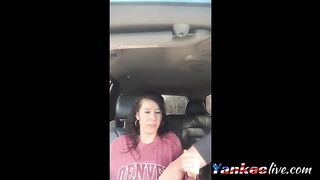 Very cute chick gets fingered to orgasm in back seat 2