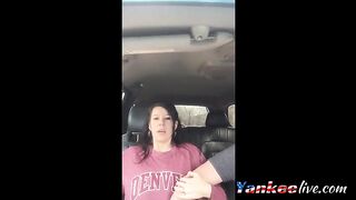 Very cute chick gets fingered to orgasm in back seat 2