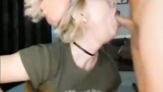 Blonde girl gets face fucked balls deep