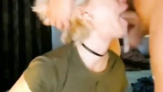Blonde girl gets face fucked balls deep