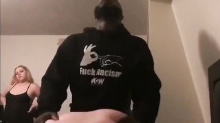 Four snowbunnies vs one black bull