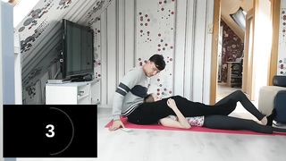 Headscissor challenge beautiful girl vs man