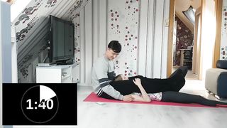 Headscissor challenge beautiful girl vs man