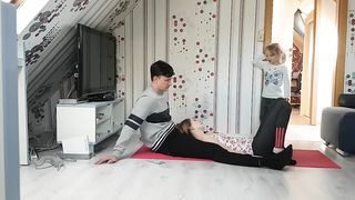 Headscissor challenge beautiful girl vs man