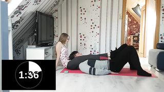 Headscissor challenge beautiful girl vs man