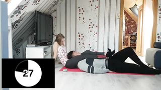 Headscissor challenge beautiful girl vs man