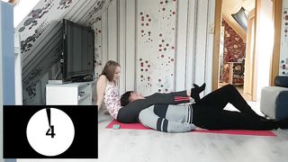 Headscissor challenge beautiful girl vs man
