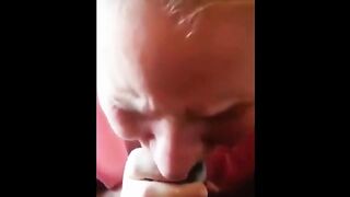 Submissive White bitch chokes down huge BBC