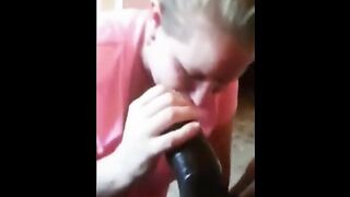 Submissive White bitch chokes down huge BBC