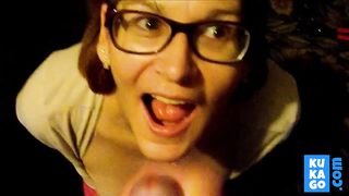 Dirty girl sucking dick on the garage floor.