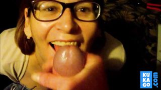 Dirty girl sucking dick on the garage floor.