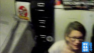 Dirty girl sucking dick on the garage floor.