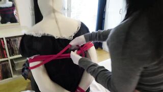 Two Girls Skillfully Tie Up A Male.