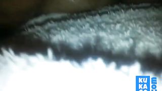 rub her fat ass and hairy meaty pussy with oil