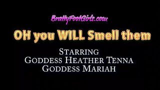 Tied lesbian foot smelling